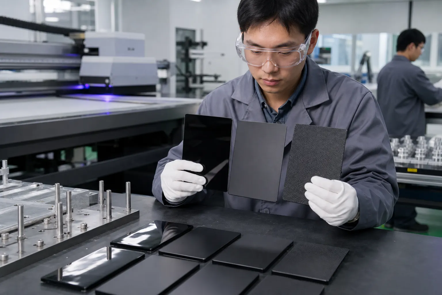 Factory quality review for flat UV-printed acrylic paint kit cases and palettes components