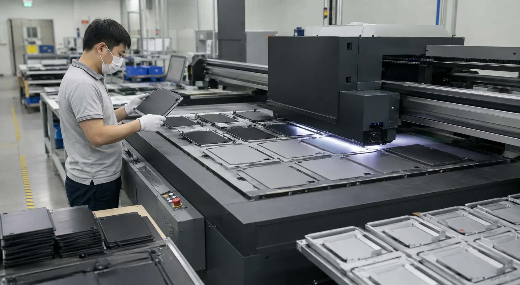 PaintNex factory workflow for How to Print Tablet Covers and Electronic Panels with UV Technology